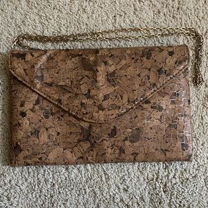 Large Metallic-Cork Envelope Clutch